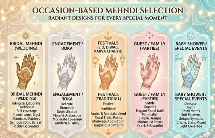occasion-based mehndi selection