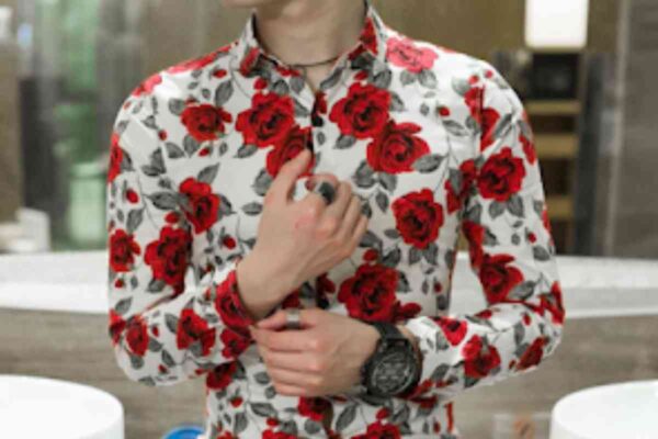 Thespark Shop Flower Style Casual Men Shirt