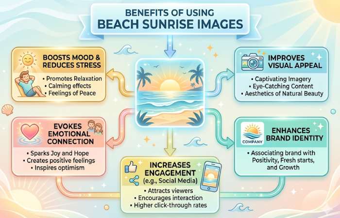benefits of using beach sunrise images