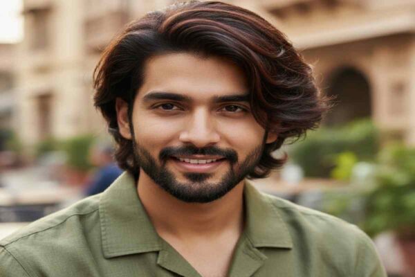 medium length indian long hair style man