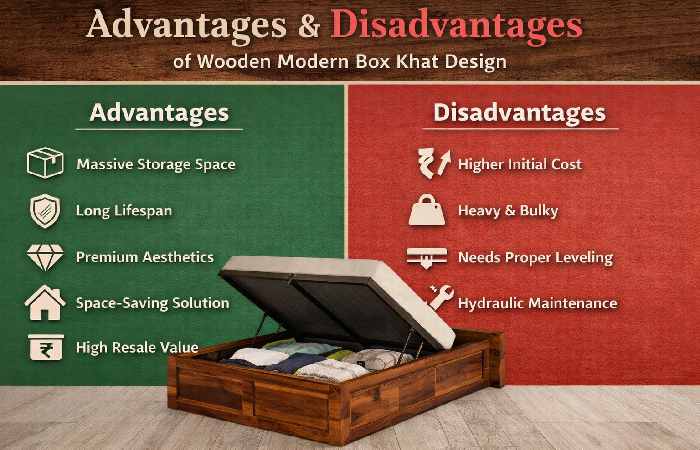 advantages & disadvantages of wooden modern box khat design