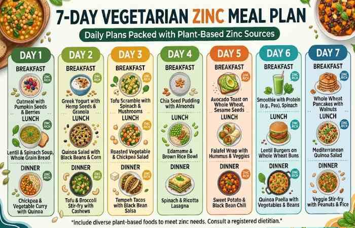 7-day vegetarian zinc meal plan