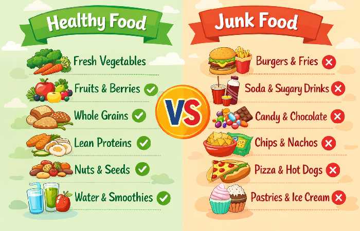 healthy food vs junk food chart