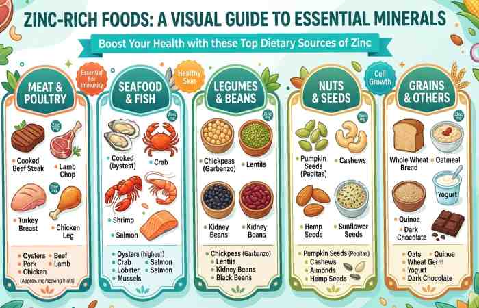 zinc-rich foods chart